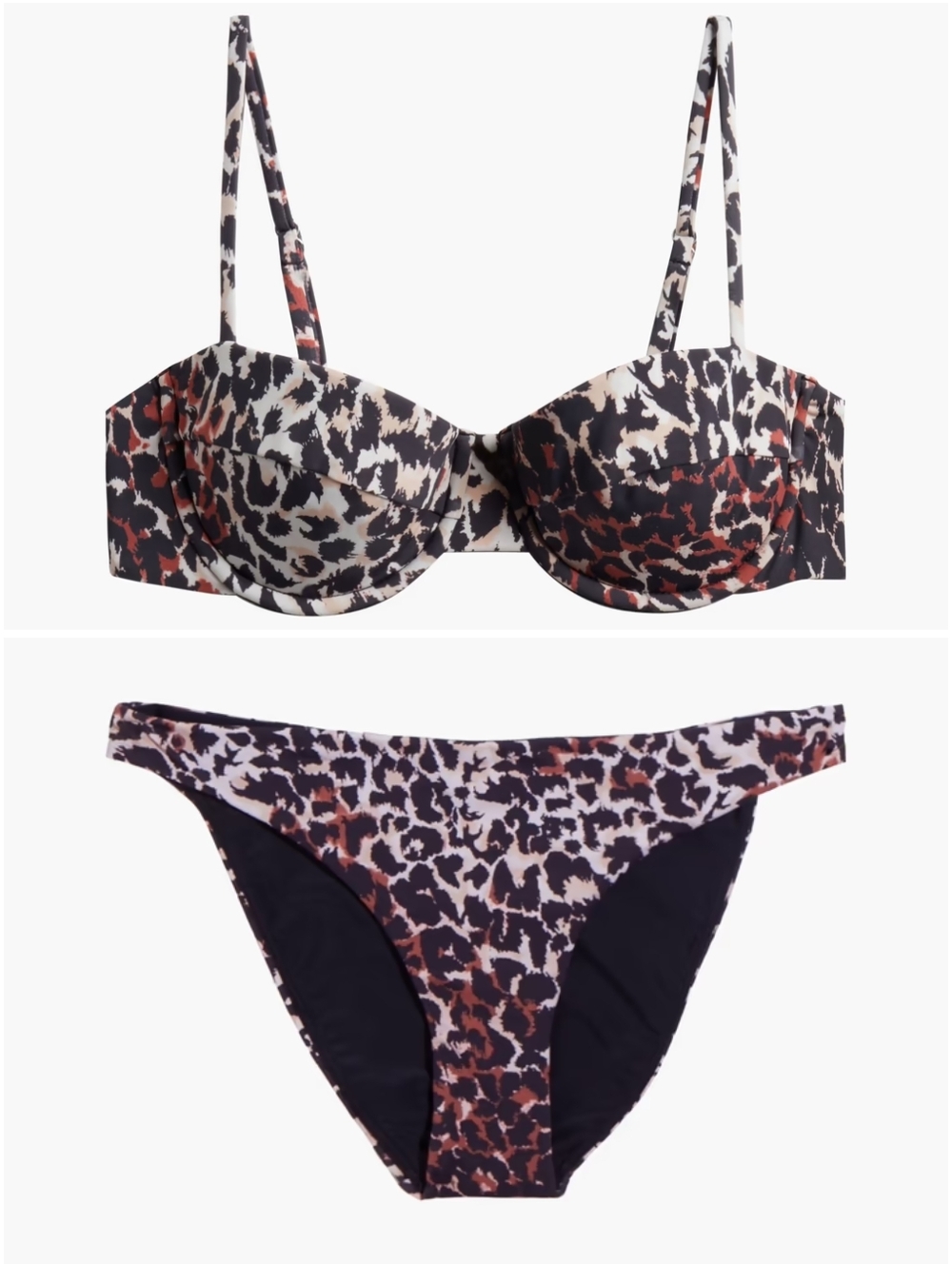 Veronica Beard Leopard Print Marau Low Rise Brief Dyer Bikini Top Set Large/8